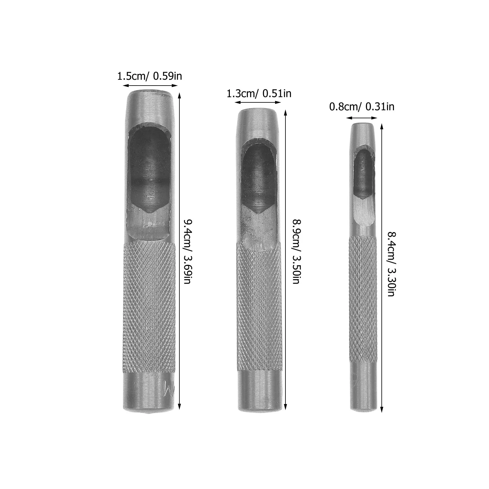 3Pcs Hole Punch High Carbon Steel Heavy Duty Round Hollow Belt Hole Puncher for Belts Watch Gaskets Craft