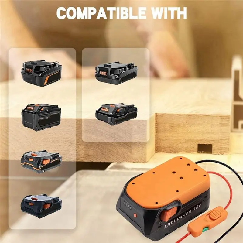 AT05-Battery Adapter For Ridgid For AEG 18V Battery With Switch Fuses & Wire Terminals Power Tool Battery Converter Kit