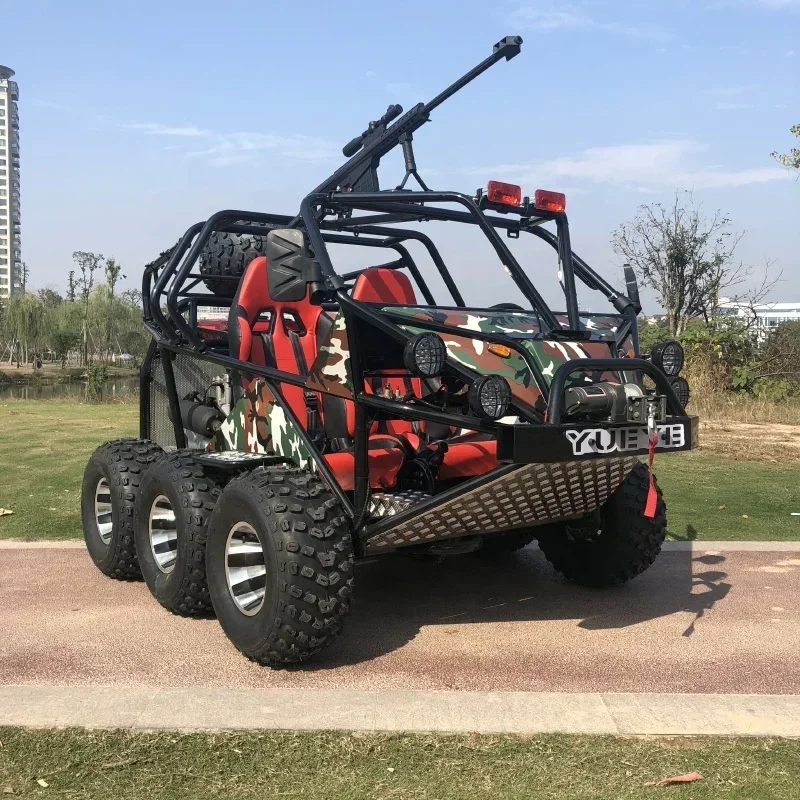 

450cc UTV 6x6 Oil Cooling Buggy Chain+Shaft Dirve Pedal Go Kart 2 Seater Petrol Off Road ATV 22X11-10 Tires 6-Wheel Adult