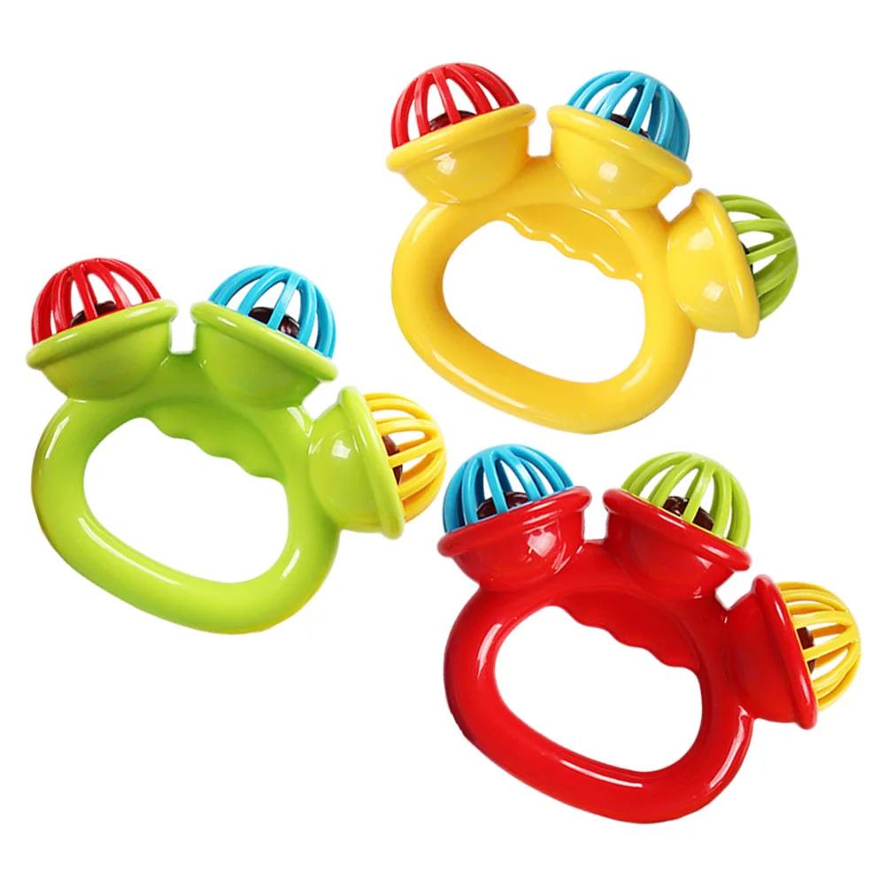 

3 Pcs Soothing Toys Percussion Tambourine Hand Bells Music Rattles Shaker Jingle Grabbing