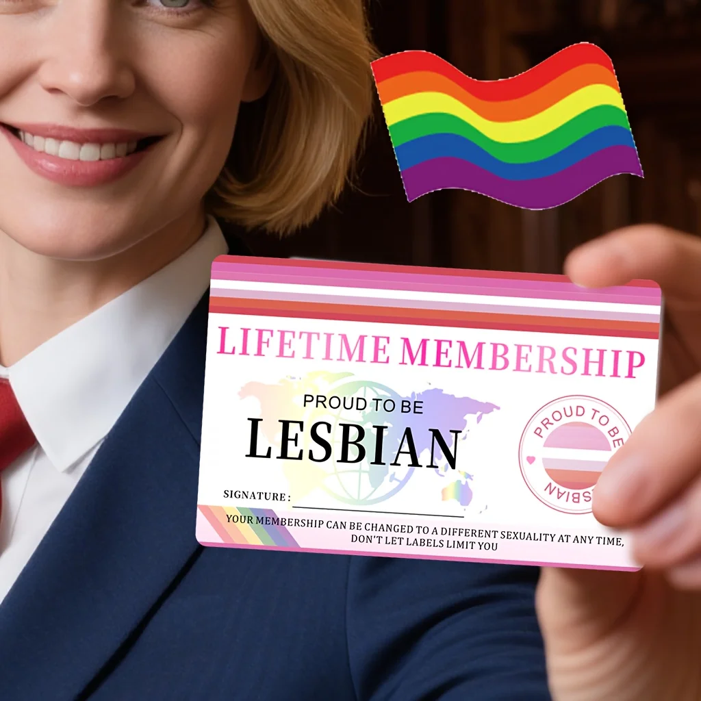 Lebenslange Mitgliedskarte „Lesbian Pride“ – lebendige Regenbogen-PVC-ID mit Respekt- und Liebesbotschaft, LGBTQ Pride Events Pride Month Gift
