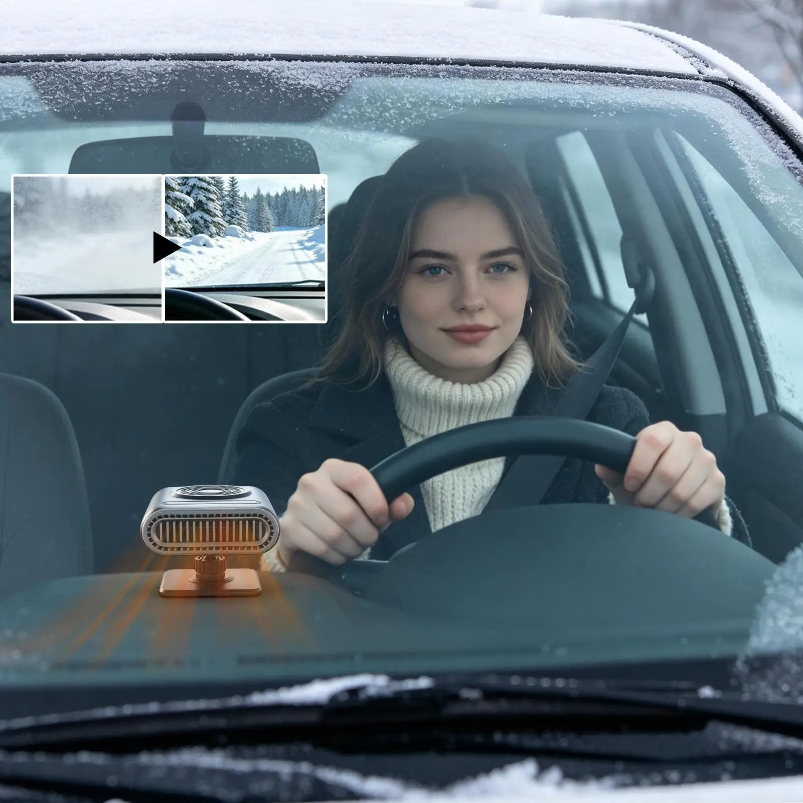 Portable Heater For Car 12V Adjustable Angle Automobile Window Demister Windshield Defroster Demister For Drivers Campers