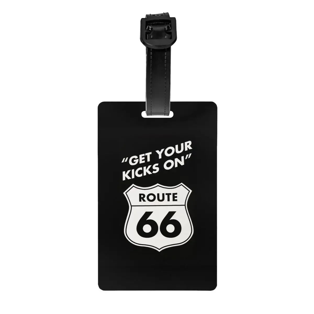 Custom Get Your Kicks On Route 66 Luggage Tag With Name Card USA Highways Privacy Cover ID Label for Travel Bag Suitcase