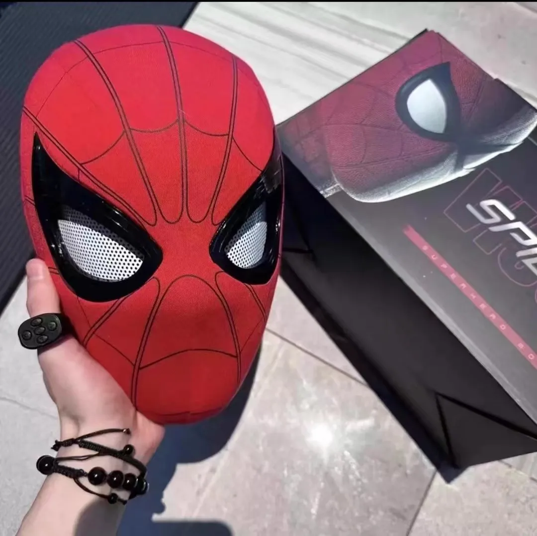 Spider Man Electric Cos Helmet Mask Helmet Movable Blinking Luminous Eyes Cosplay Mask Christmas Party Toy Gifts Collection Hero