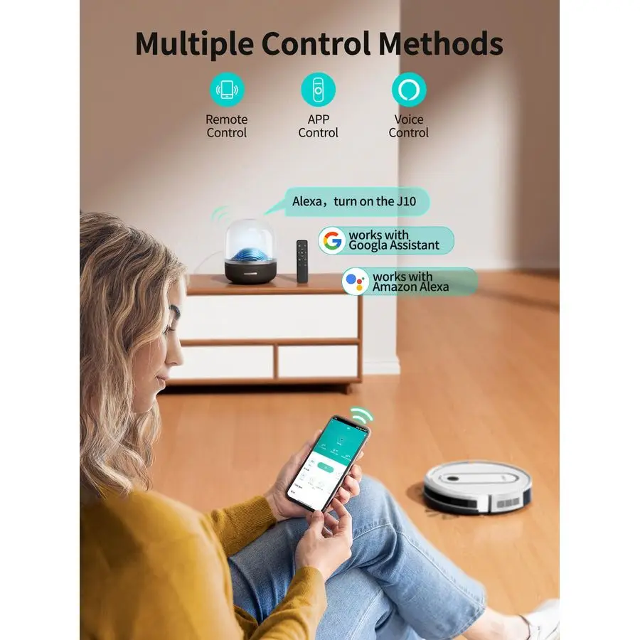 مكنسة كهربائية وممسحة بقوة 4000 باسكال، تحكم APP Alexa، حل تنظيف 3 في 1 مع شحن تلقائي، مثالي لشعر الحيوانات الأليفة،