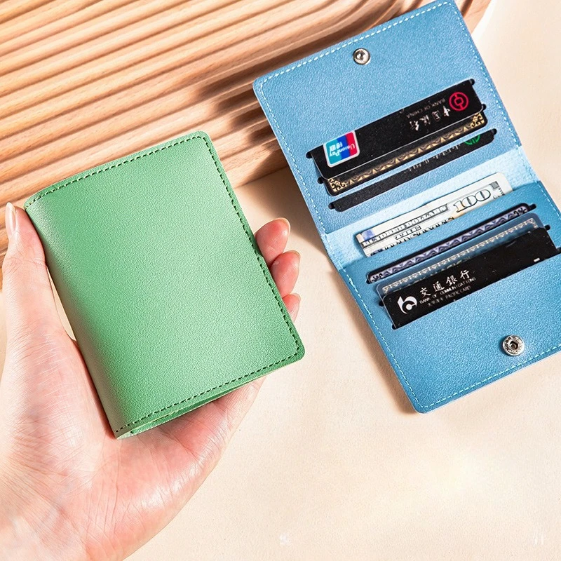 

1PCS Simple Ultra-thin Solid Color Credit Card for Women Multiple Card Slots Leisure Pu Leather Id Card Cover Case Bags Purse