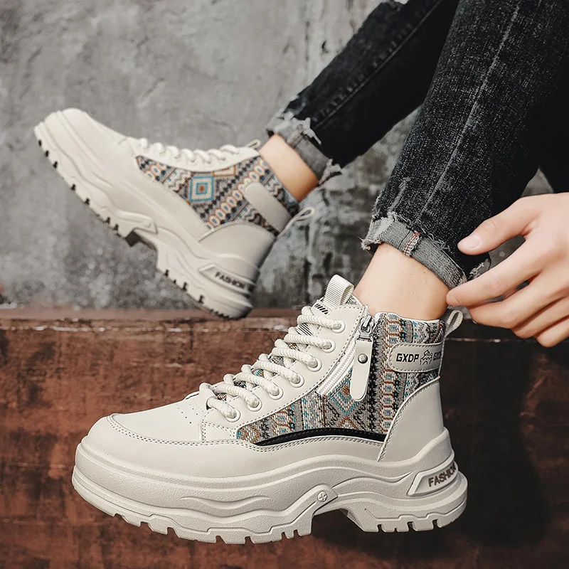 أحذية رجالية عالية الجودة جديدة للخريف والشتاء - أحذية رياضية كاجوال عصرية ومتعددة الاستخدامات ونعل سميك وغير قابلة للانزلاق للكاحل #4