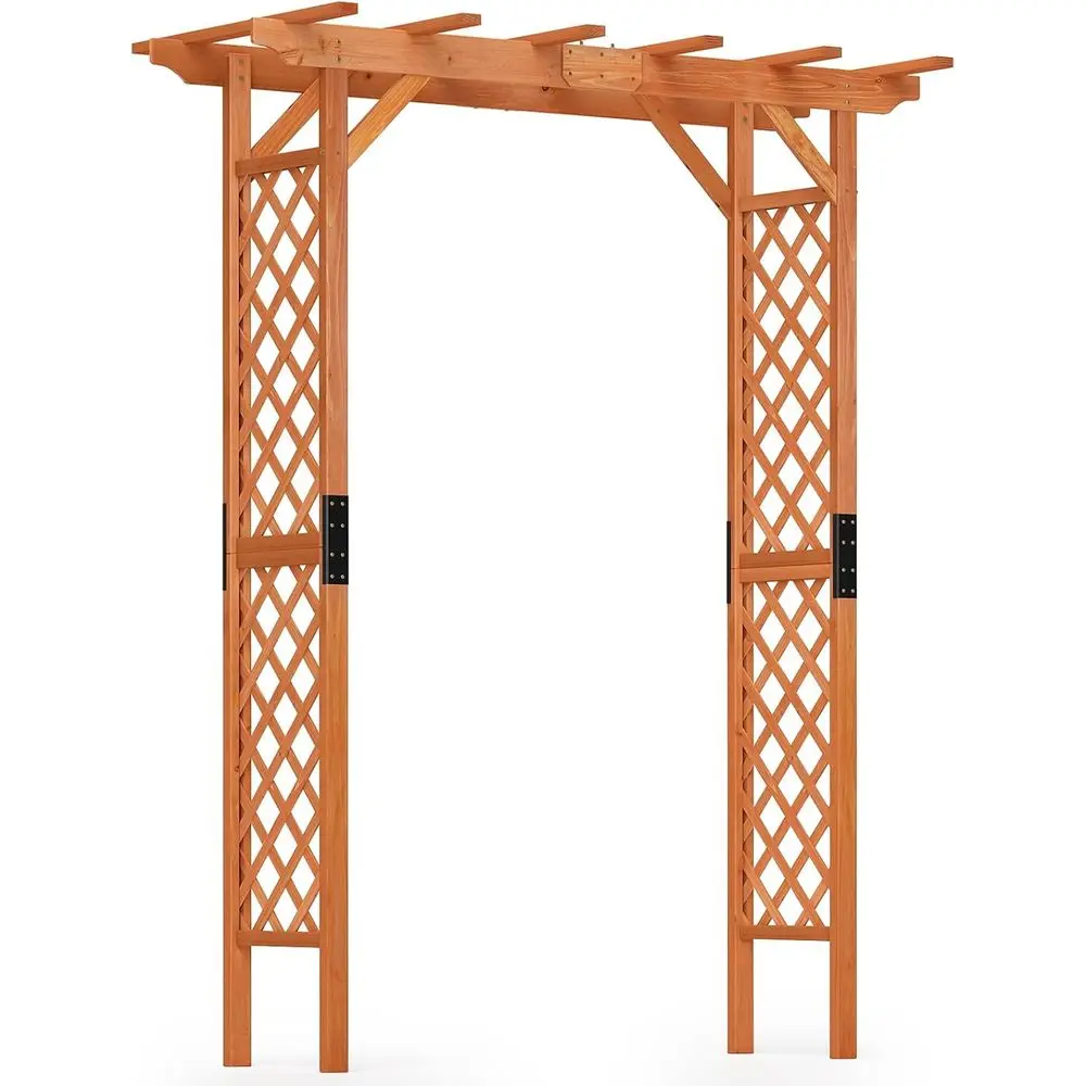 88-Inch Wooden Garden Arbor with Trellis, Outdoor Rose Arbor for Climbing Plants, Wedding Arch, Ceremony, Bridal Party, Archway,