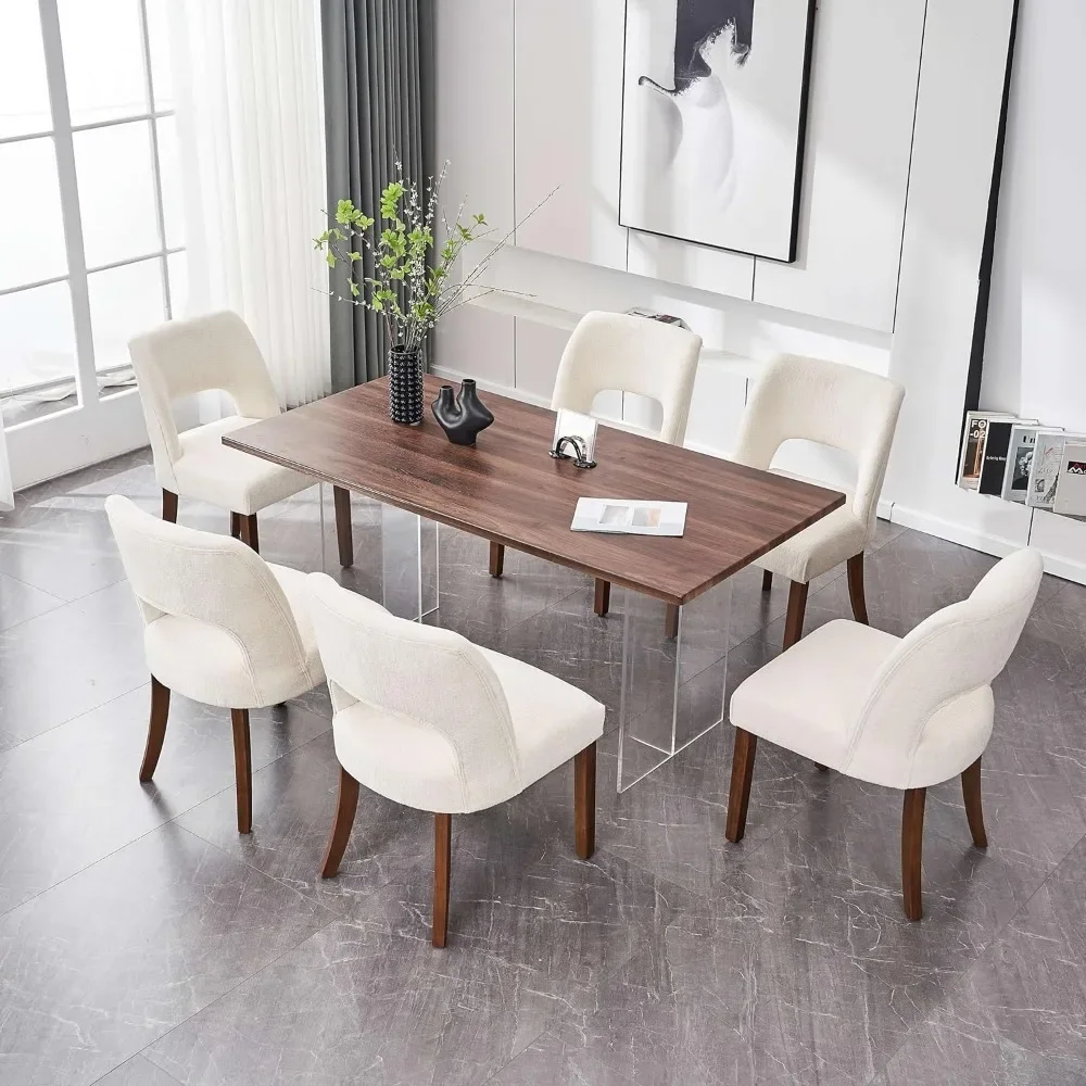 

Wooden Dining Chairs Set of 6, Modern Fabric Upholstered Dining Room Chair Kitchen Chairs, Farmhouse Dinner Chair for Kitchen