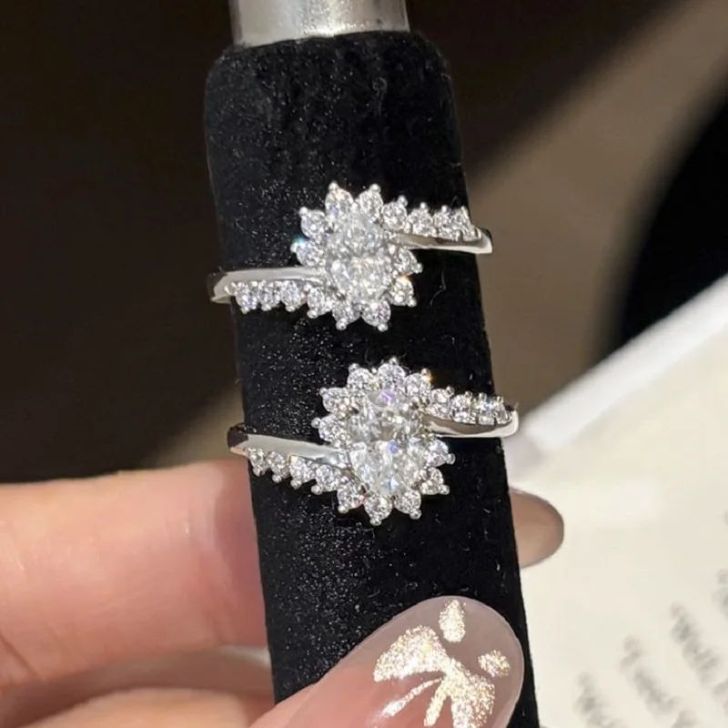 

Apaison Luxury 0.5ct&1 Carat Moissanite Women Wedding Ring-Wedding Engagement Anniversary Party 925 Sterling Silver Jewelry Gift