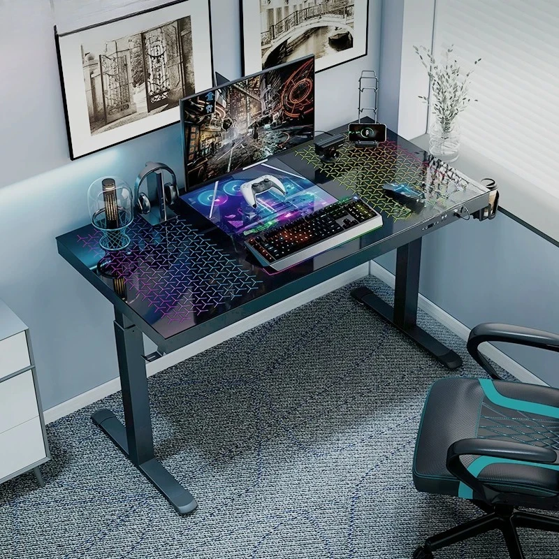 Chassis integrated tempered glass electric lifting table desktop computer table e-sports table multi-function live streaming