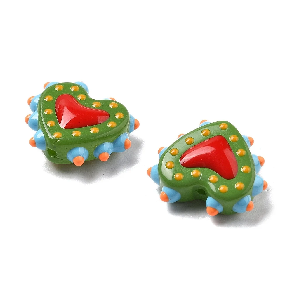 PandaHall 25 Stück Backlack-Glasperlen in Herzform, Emaille-beschichtet, 16-17x18x7mm, 1,2mm Loch für DIY Schmuck- und Halskettenherstellung – Detail 23