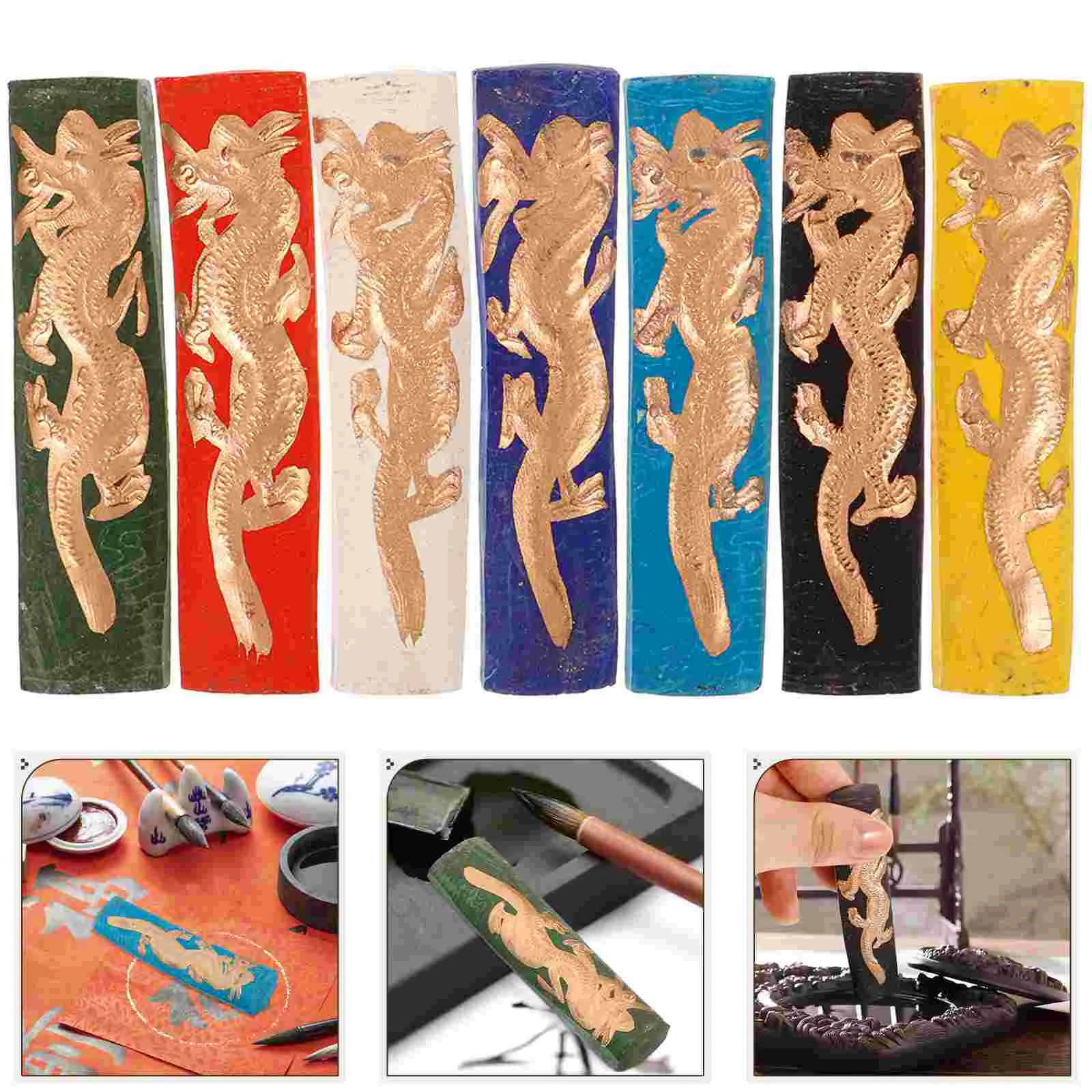 7 Pcs Ink Stick Drawing Calligraphy Block Handmade Grinding Traditional Set Painting