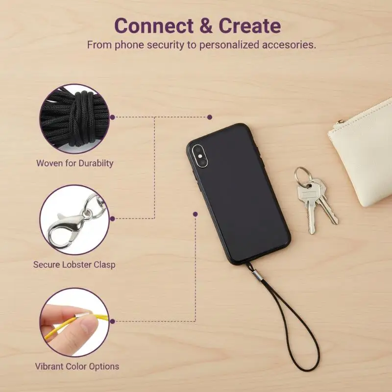 Universal Phone Lanyard 95-100 Pcs Colored Lariat Cords Soft Anti-lost String for Keychain Phone Accessory Office Worker Use
