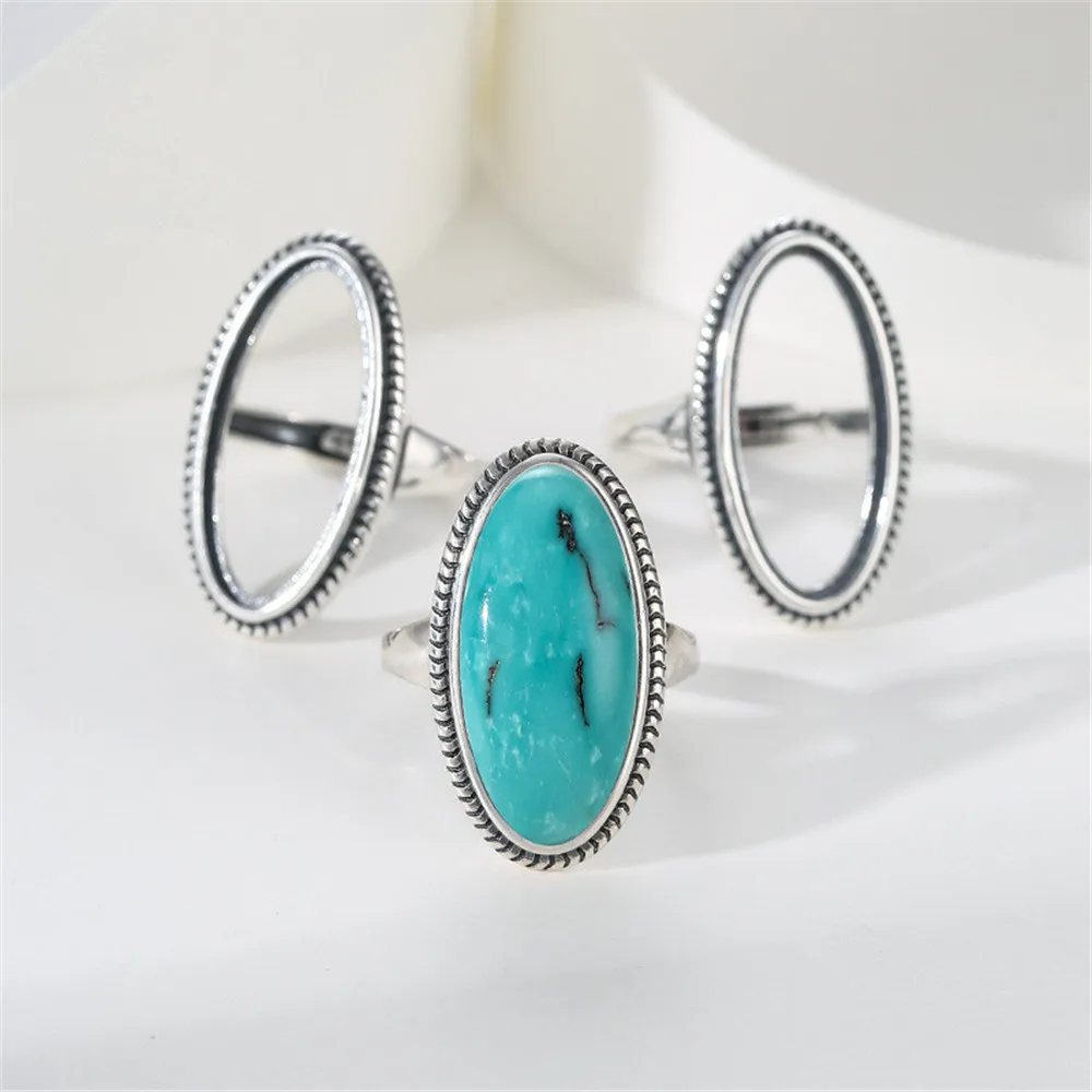 Ring Setting for 11x24mm Oval Cabochons Ring Blank Thai Sterling Silver Adjustable Ring Base RB055S