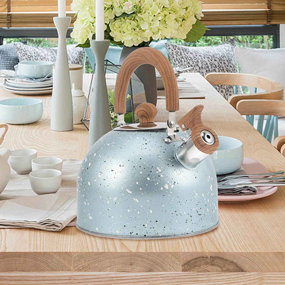 

Stainless Steel Kettle Wood Handle Comfortable Grip Portable Sounding Kettle Household Stove Top Kitchen
