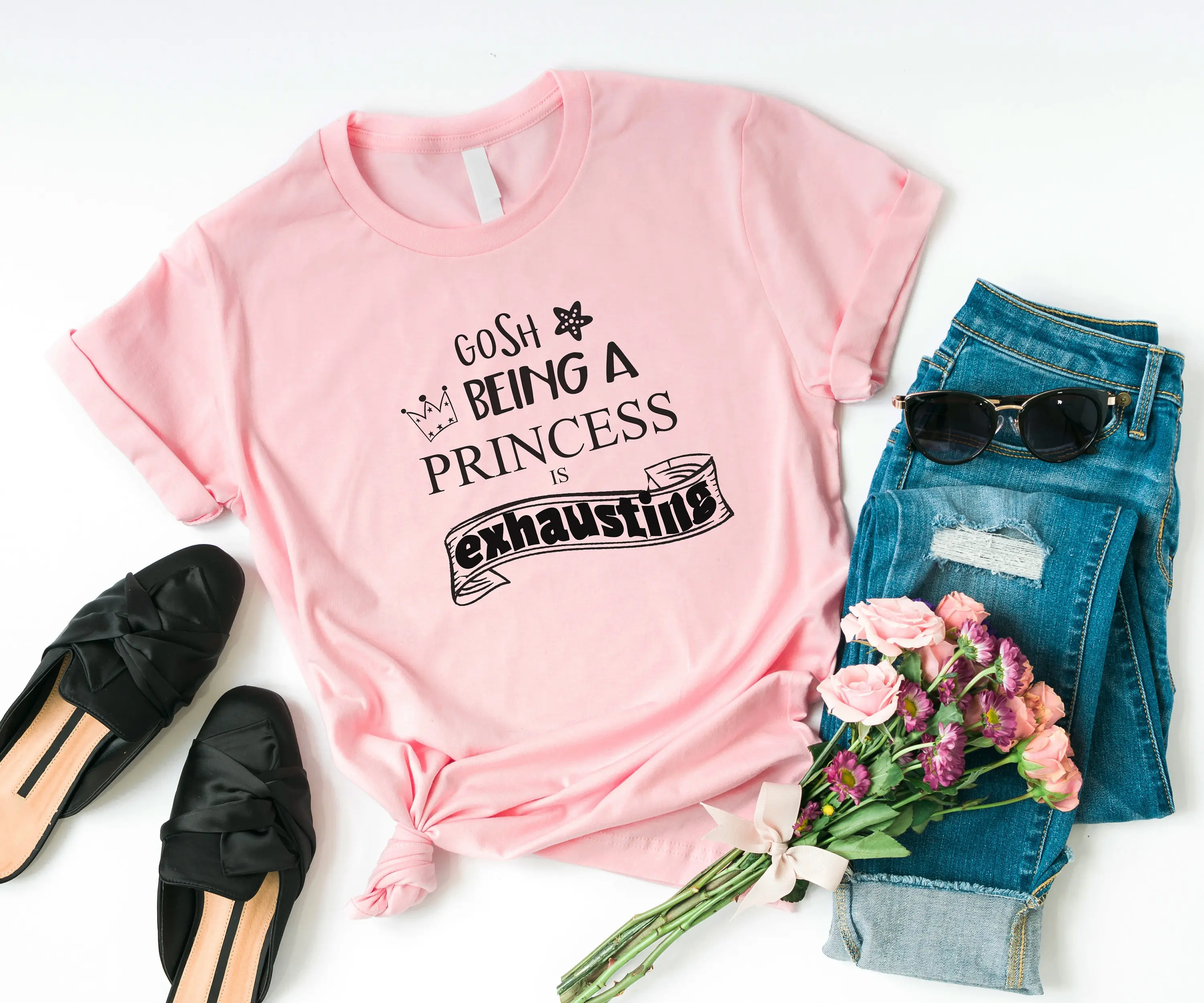 Gosh Being A Princess Is Exhausting Tumblr T Shirt For Women Graphic Tees Teens Funny Saying Clothing Gift Tops