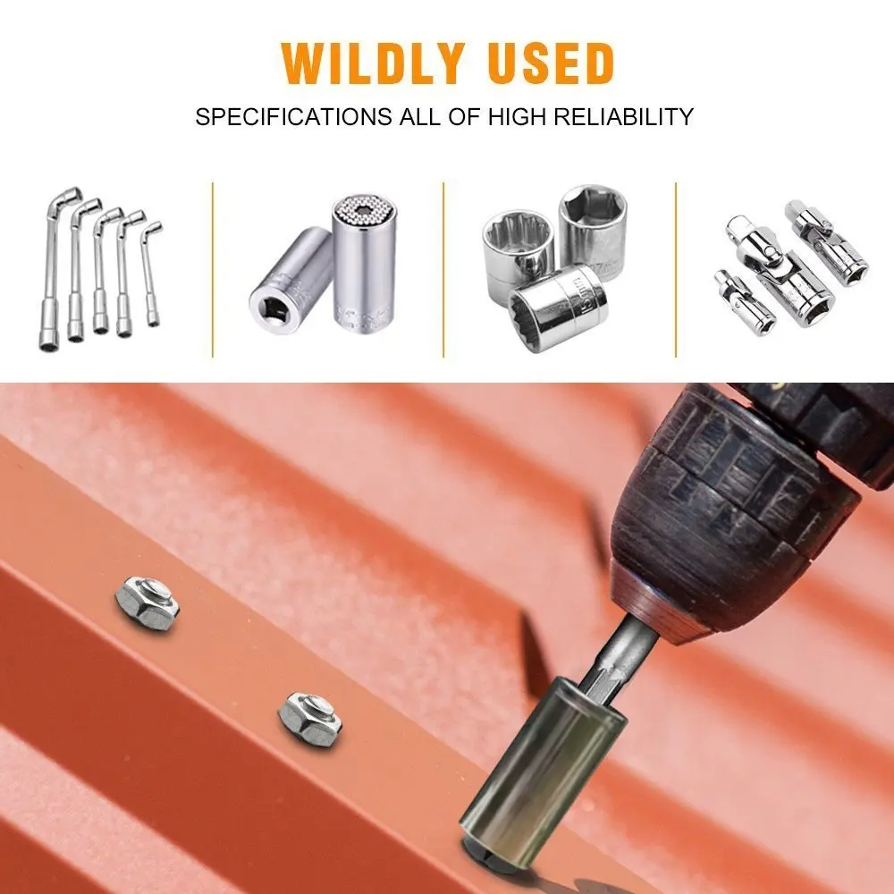 3pcs Impact Chrome Vanadium Steel Socket Adapter Shank 1/4" 3/8" 1/2" Extension Rod Drill Bits Hex Bit Set Power Tool Accessorie