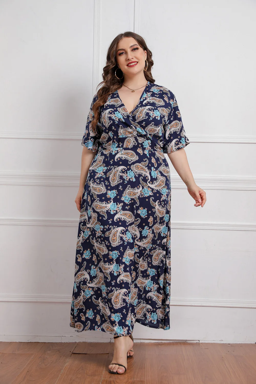 Plus Size Floral Print Maxi Long Summer Dresses For Women Wholesale China