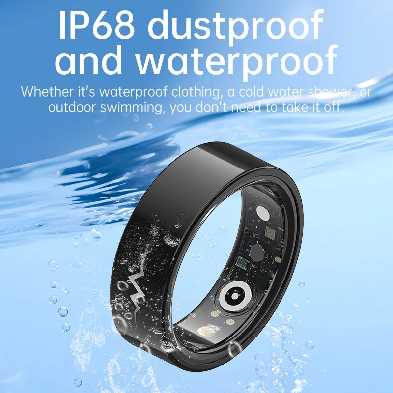 24-hour Health Monitoring Smart Ring Pressure Heartrate Sleep Monitor Men Lady Smartring Waterproof Multi-sport Mode Remote Care