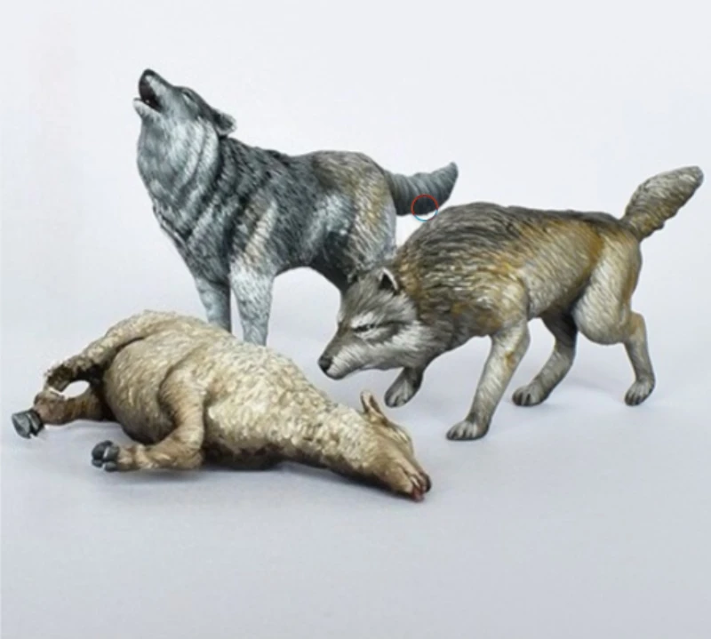1/35 Scale Die-Cast Resin Animal Model Kit Wolf Packs 3 Pieces Unassembled and Unpainted DIY Scene Toy