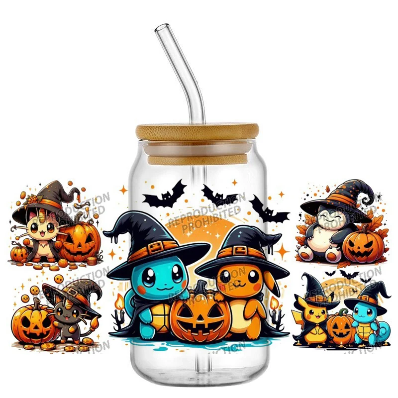Halloween Japanese Cartoon anime elf UV DTF Transfer Wraps Easy Apply Fade Proof for 16oz Glass Can DIY Cup wrap Decals