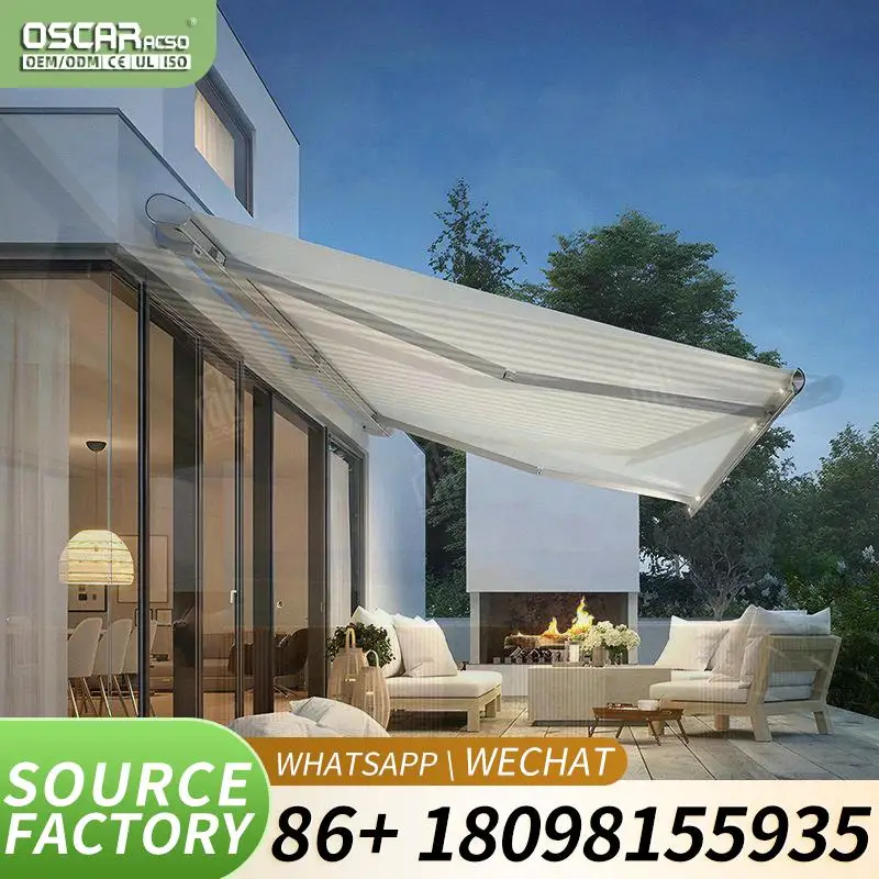 Outdoor Aluminum Retractable Patio Roof Electric Sunroom Camping Beach Backyard Retractable Pergola Awning Retractable Awning