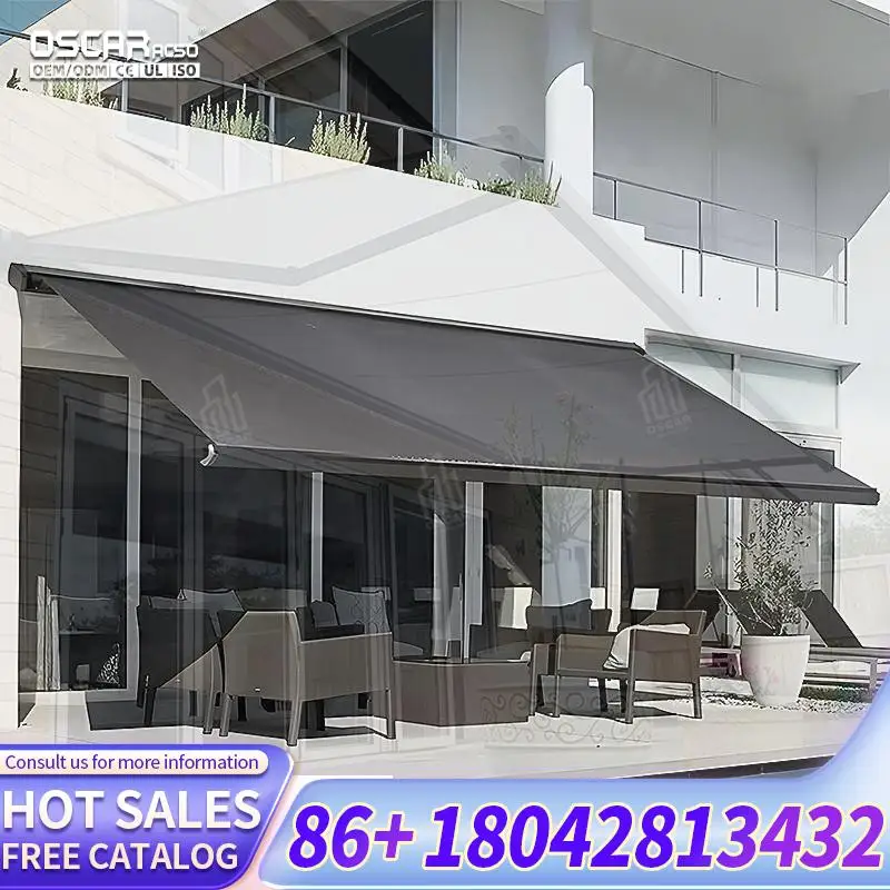 

Heavy Duty 3m Retractable Arm Full Cassette Awning with Maximum Projection for Patio Garden Balcony Retractable Awning