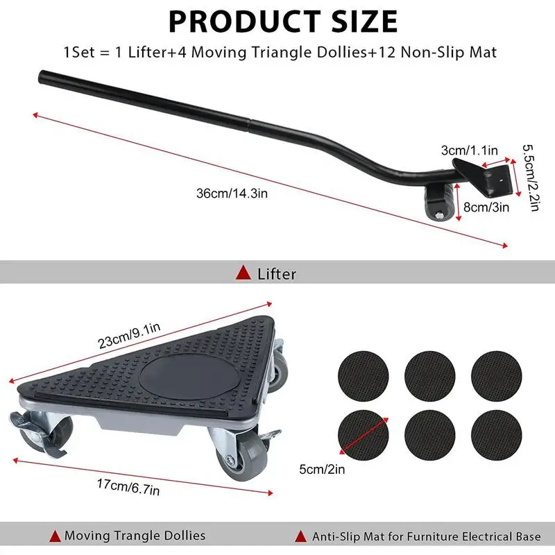 Mobile Mover Dolly Rotation Wheels mobili Movers capacità di carico di 2860 libbre, per mobili pesanti mobili, frigorifero, divano