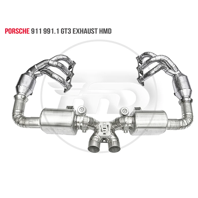 

HMD Exhaust Assembly Titanium Alloy Manifold Downpipe for Porsche 911 991.1 GT3 Autos Accesorios Electronic Valve Muffler