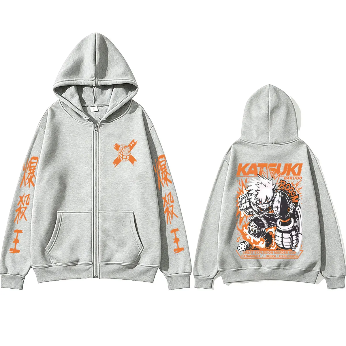 Anime My Hero Academia Bakugou Katsuki Reißverschluss-Hoodie für Männer und Frauen Lässige Übergroße Zip-Up-Jacke Mantel Herren Cartoon Harajuku Hoodies – Detail 6