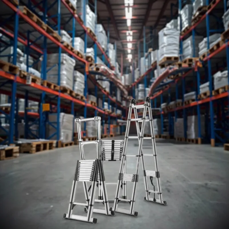 Double-sided Telescopic Ladder Rated Capacity 240kg Anti-slip and Anti-fall