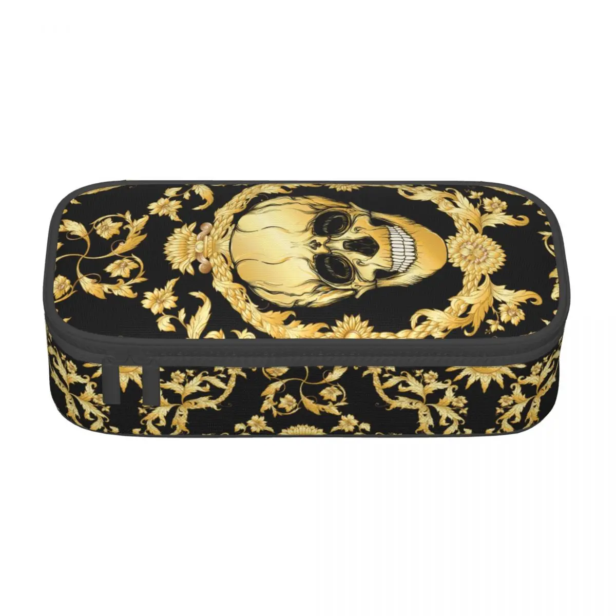 Customized Cute Victorian Frolar With SKull Pencil Cases for Girls Boys Large Capacity Europe Baroque Art Pencil Bag Stationery