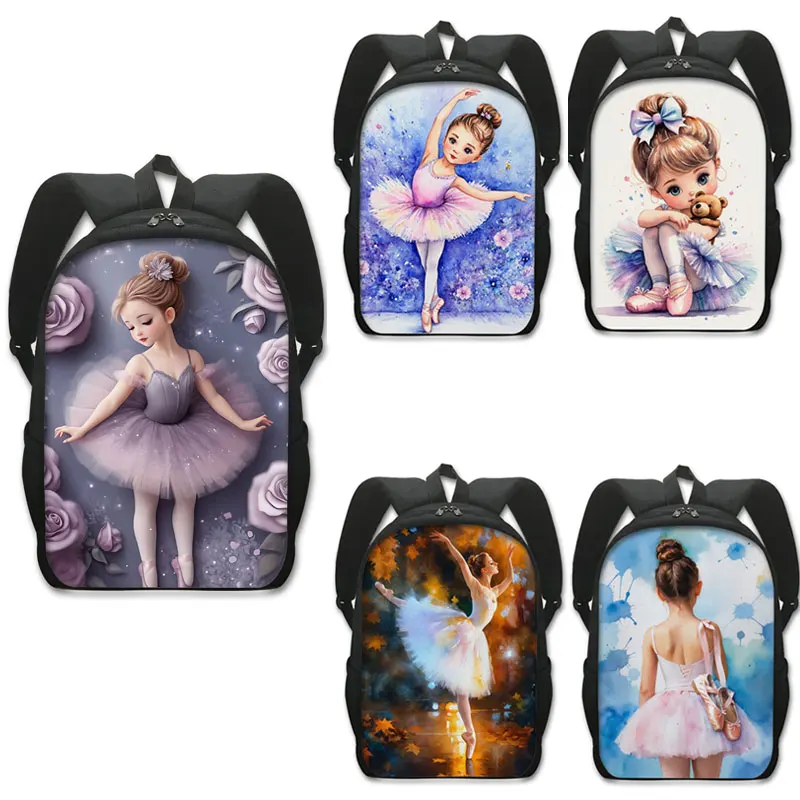 Cartoon Ballet Dancing Girl Backpack for Teenager Daypack Ballerina Women Rucksack Student School Bags Laptop Backpack Bookbag