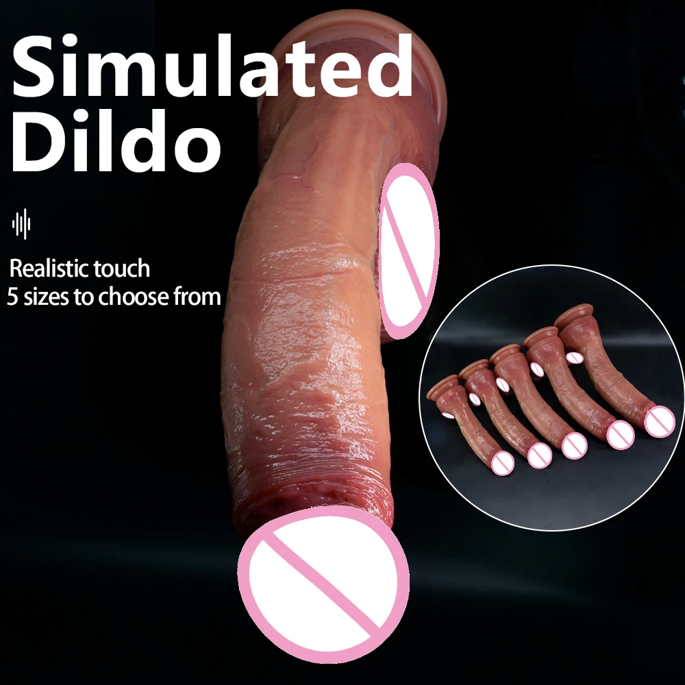 Huge Realistic Soft Dildo Skin Feeling Realistic Penis Soft Female Masturbator Double-layer Silicone Sex Toy Suction Cup Adults