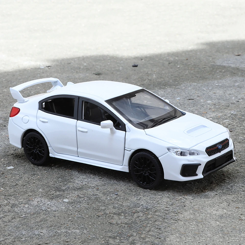 

1:30 Alloy Subaru WRX STI Toys Diecast Models Cars 6 Doors Opened Rubber Tires Miniature Light Sound Vehicles Toddler Kids Gifts