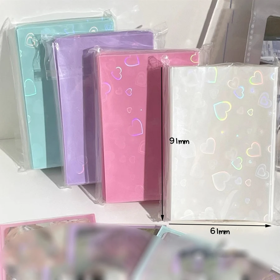 Sharkbang 50pcs/Lot Holo Card Sleeves 61x91mm 20C New Heart PP Kpop Holders For Postcards Films Game Cards Photocard Protector