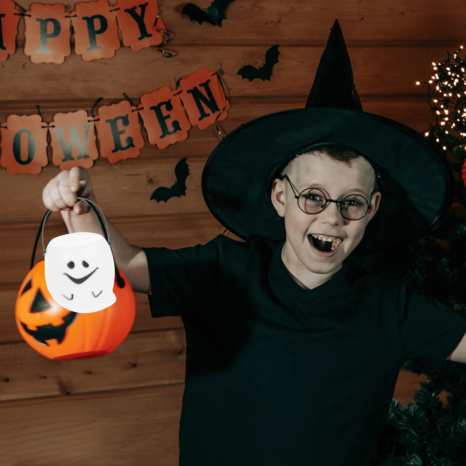 3Pcs 호박 양동이 녹색 할로윈 파티 플라스틱 선물 홀더 트릭 간식 스낵 컨테이너 재사용 가능한 장식 액세서리 스토리지