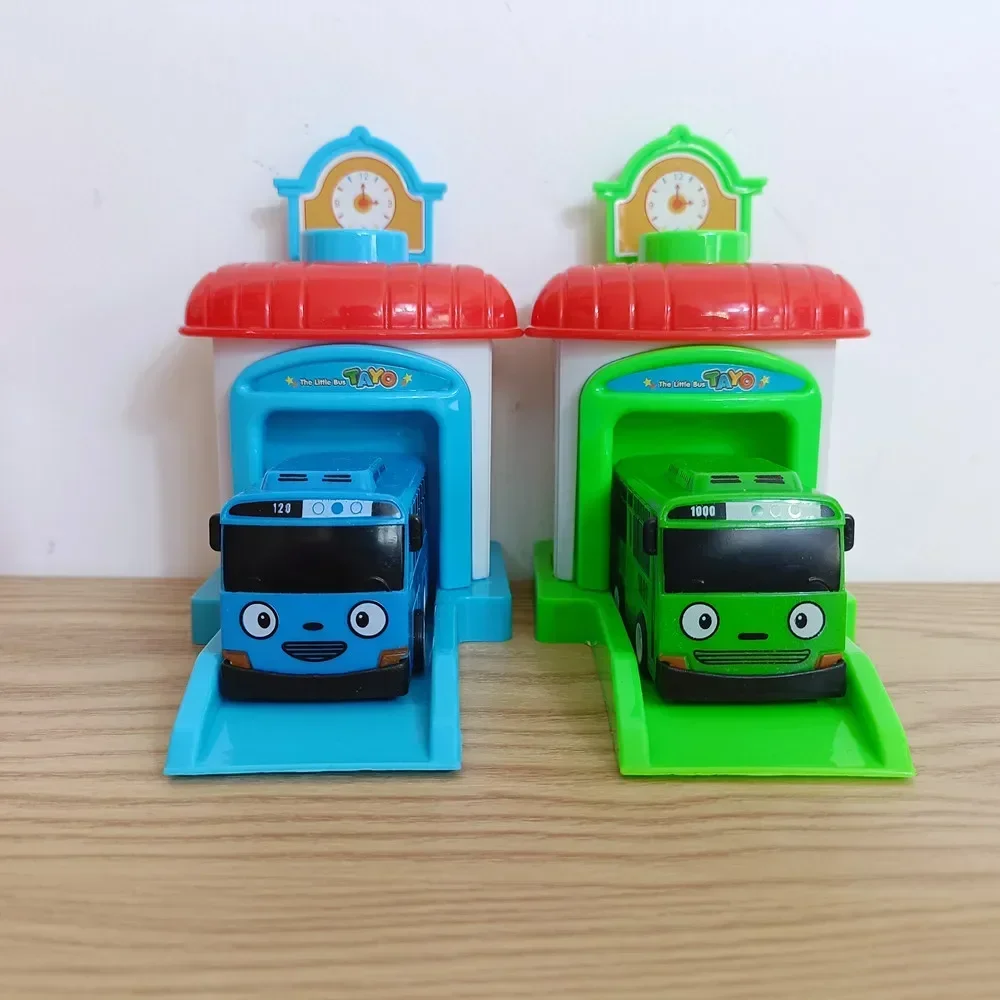 4 ชิ้น/เซ็ตเด็ก Miniature รถบัสเด็ก oyuncak โรงรถ tayo little รถบัสสถานี Ejection impact รถ catapult รถของเล่นของขวัญ