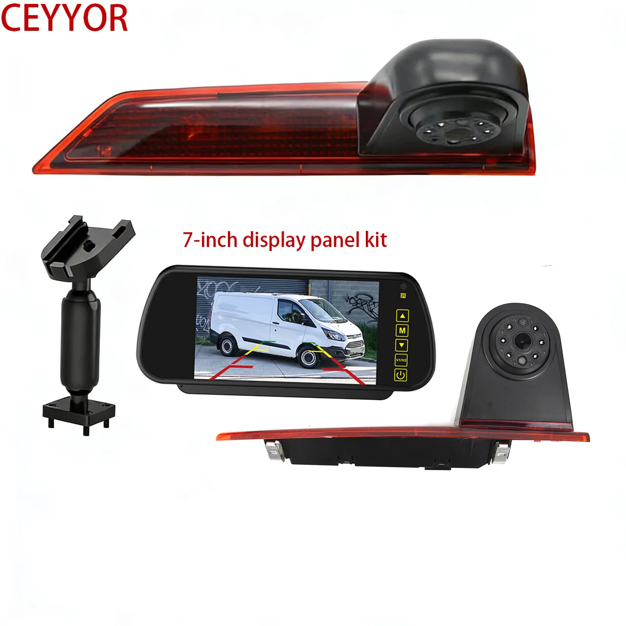 

The third brake light Applicable to Ford Transit Custom(mai 2016-présent）Reverse cameraEquipped with a 7-inch display screen
