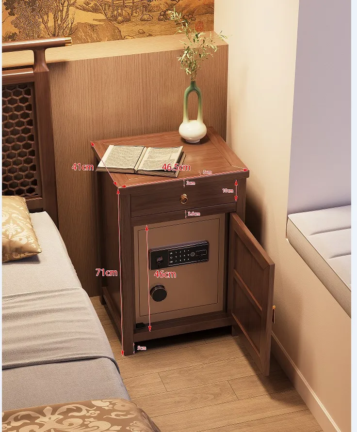 @#Solid Wood Bedside Cabinet Safe Anti-Theft Security Safe Box