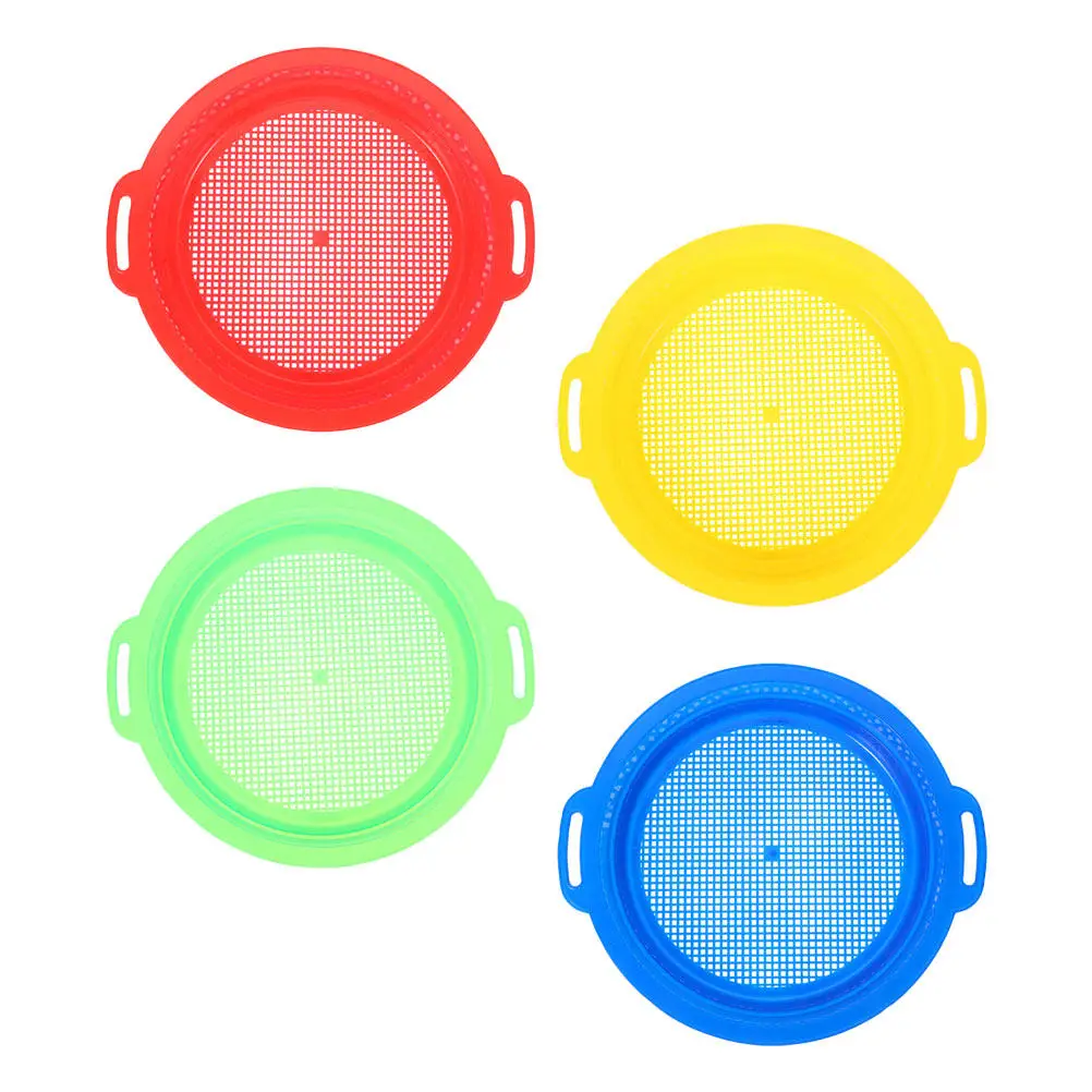 4Pcs Sand Sifter Mesh Sieves Kids Beach Sand Sifting Pan Strainer for Gardening Digging Treasure Shells Rocks Garden Sieve
