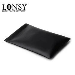 LONSY Fashion High Quality Brand Black PU Leather Sunglasses Pouch Soft Eyeglasses Bag Glasses Case Ornament Accessories