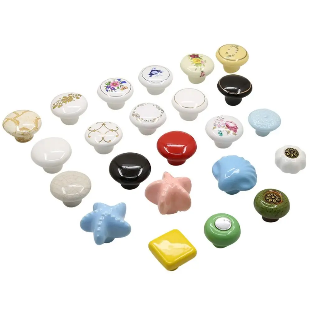 Mini Single Hole Ceramic Cabinet Knob Round Vintage Door Pull Handles European Style Drawer Knobs Furniture