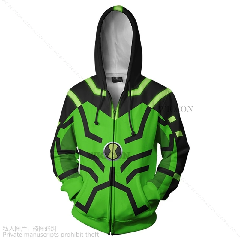 Anime Ben10 Tennyson Cosplay Hoodie Cartoon Pullover Hooded Sweatshirt Adult Men Fantasia Cos Jacket Sweatshirt Streetwear Coat