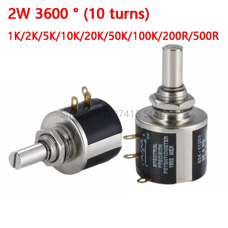 

10pcs/Lot 534-11502 534-1-502 534B1502JC 5K 2W Precision potentiometer 7/8" WW 10Kohms 10 Turns potentiometer New
