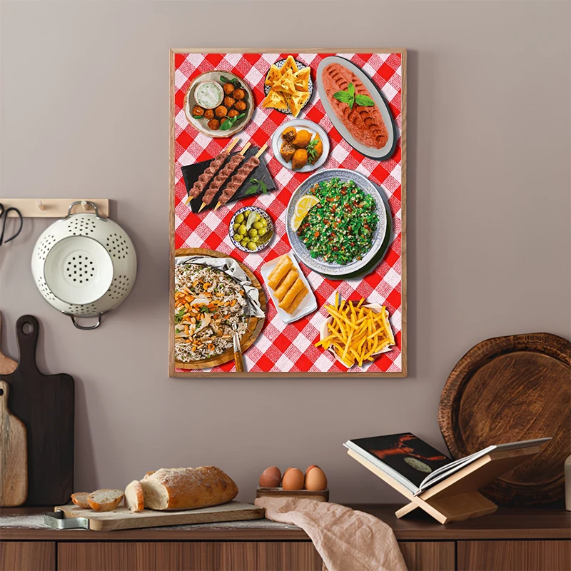 Arabic Kitchen Posters Food Lebanese Art Modern Abstract Prints Canvas Painting Wall Art Pictures Home Room Arabic Decoration view 2