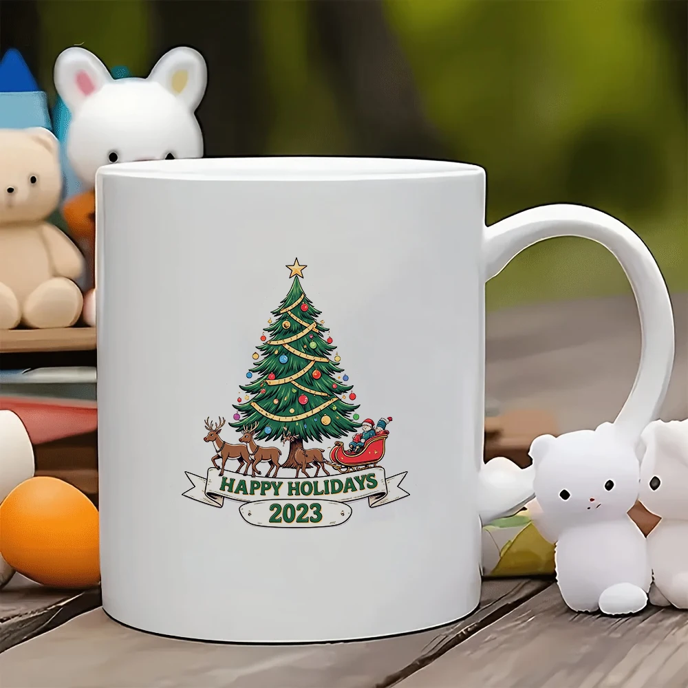 

11oz Cup + Cartoon Christmas Tree Theme + Christmas Gift - Kids Water Bottle Family Office Coffee Cup Set