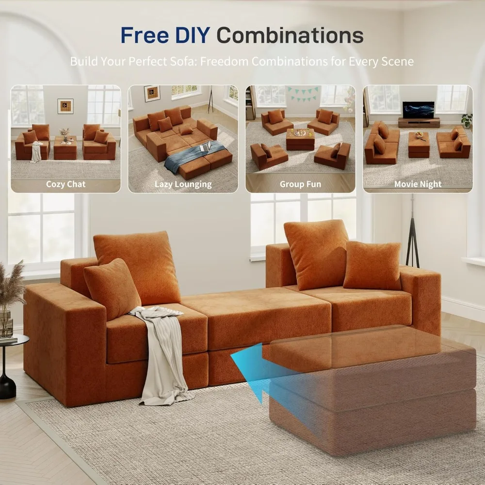 

Cloud Modular Sectional Sofa, Comfy Boneless Couch for Living Room, Modern L-Shaped Couch with Reversible Chaise, Customized
