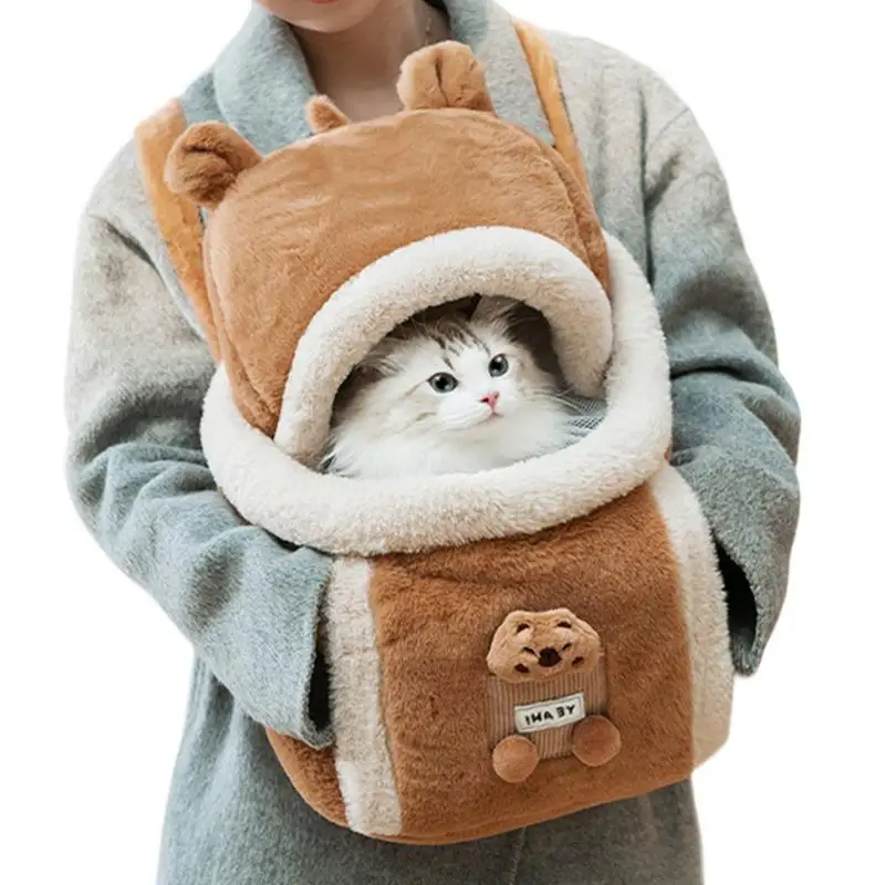 

winter Cat Carrier Bag warm Soft Plush Backpacks Cats Dogs Backpack Carring supplies Pets Cage for Outdoor Travel accessories